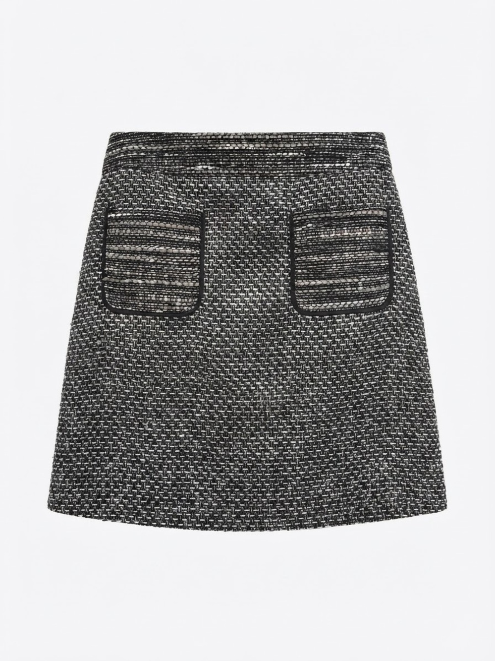 NWT LOFT Black & White Tweed Mini Skirt with Pockets Size 14 Quiet Luxury